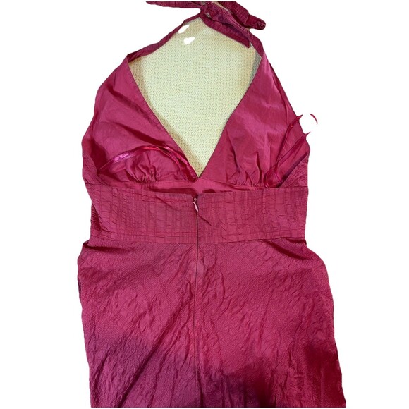 J Crew Womens Sz 8 Red Vintage Y2k Seersuck Cotton Fit & Flare Halter Midi Dress - Picture 8 of 9